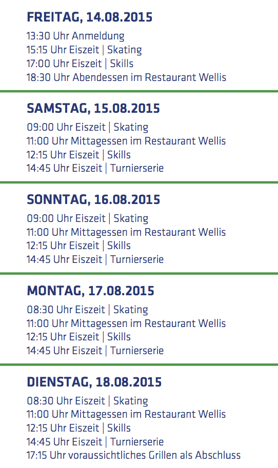 SommerCamp 2015-Zeiten