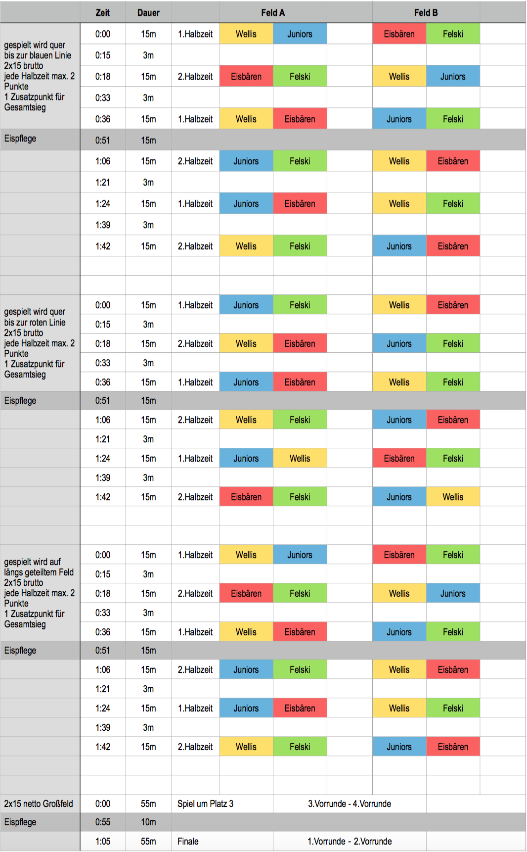 Spielplan Sommer 2015